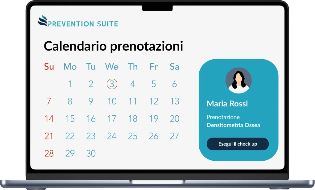 Calendario prenotazioni con la scheda della paziente su laptop
