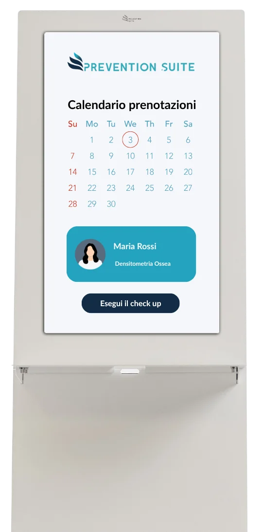 Calendario prenotazioni sul totem Prevention Suite