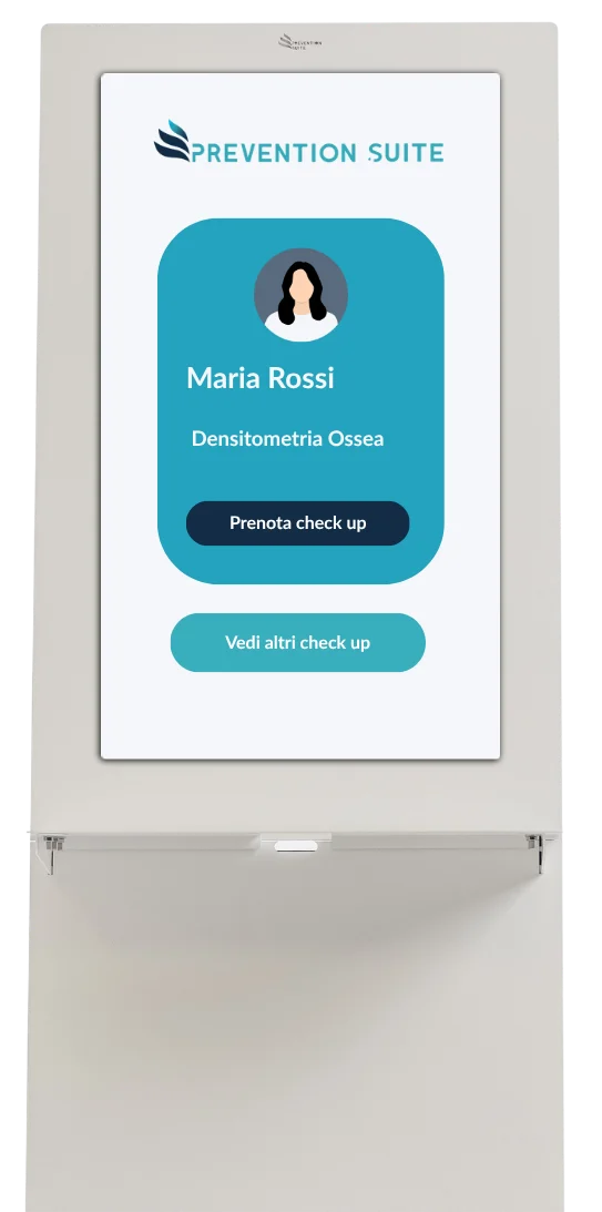 Scheda della paziente con prenotazione del check up sul totem